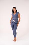 Love Laura Cream Trim Leggings In Navy image