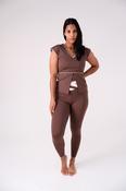 Love Laura Cream Trim Leggings In Chocolate image