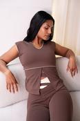 Love Laura Cream Trim Leisure Top In Chocolate image