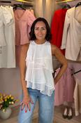 Iris Tiered Ruffle Top In White image