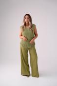 Love Laura High Waist Wide Leg Trousers In Olive image