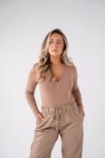 Love Laura V-Neck Ribbed Base Top In Coffee image