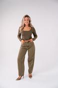 Love Laura Long Sleeve Scoop Top In Khaki image