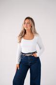 Love Laura Long Sleeve Scoop Top In White image