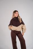 Kate Contrast Zip Jacket In Brown &amp; Beige