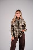 Megan Tie Neck Shirt In Green Check image