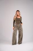 Kiera Relaxed Cargo Jeans In Khaki image