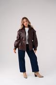 Cora Faux Leather Jacket In Prune