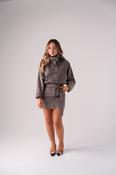 Cora Funnel Neck Denim Dress In Chocolate
