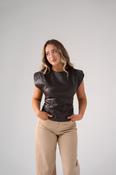 Kiera Faux Leather Top In Chocolate image