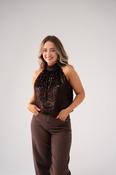Iris Textured Halter Top In Chocolate image