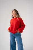 Kiera Round Neck Jumper In Red