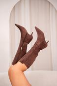 Love Laura Suede Knee Boot In Chocolate image