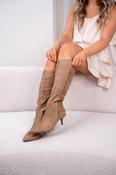 Love Laura Suede Knee Boot In Taupe image