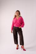 Love Laura Soft Touch V-Neck Jumper In Fuchsia image