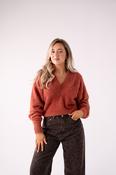 Love Laura Soft Touch V-Neck Jumper In Cinnamon image
