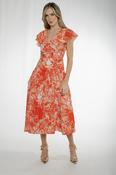 Eva Wrap Style Dress In Orange Mix image