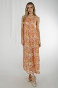 Frankie Tie Shoulder Maxi Dress In Peach