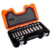 Bahco S330L 1/4" &amp; 3/8" Drive Deep Socket Set Metric Hex Profile and Ratchet image