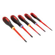 Bahco ERGO 5 Piece Slim VDE Insulated Slotted and Pozidriv Screwdriver Set BE-9882SL