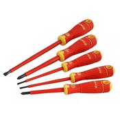 Bahco Fit 5 Piece VDE Insulated Slotted and Pozidriv Screwdriver Set B220.015