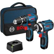 Bosch GSB 12V-15 Combi Drill &amp; GDR 12V-105 Impact Driver Twin Kit with Toolbag (2x2Ah)