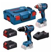 Bosch GSB 18V-65 &amp; GDX 18V-285 18v Brushless Twin Kit (2x4Ah)