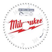 Milwaukee 184mm x 30mm x 54 Tooth Aluminium &amp; Plastic Cutting Circular Saw Blade