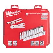 4932464943 Milwaukee 1/4 Drive Ratchet &amp; Socket Set Metric - 28 pcs