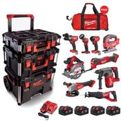 Packout 9 Piece Kit with PACKOUT Trolly AND Roller Bag (4x5ah)