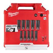 4932480457 Milwaukee SHOCKWAVE Impact Duty 1/2 Inch Impact Socket Set Deep - 10 pc