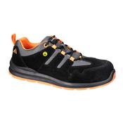 FE07 - Composite Cow Suede Leather Trainer S1 ESD SR FO - Black/Orange