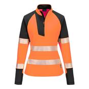 T173 - PW3 Hi-Vis Women's 1/4 Zip Sweatshirt - Orange/Black image