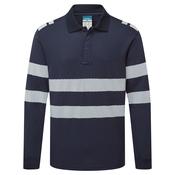 FR733 - PW3 Modaflame Knit FR Long Sleeve Polo Shirt - Navy