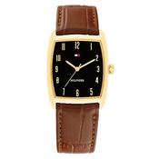 Tommy Hilfiger 1710805 Black Dial Brown Leather Strap Men's Watch image