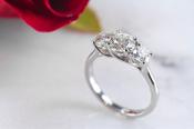 Rebecca 3 Stone platinum engagement ring. image