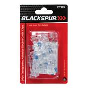 BLACKSPUR 20PC TRANSPARENT ADHESIVE DOUBLE CABLE CLIPS image