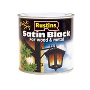 RUSTINS 250ML SATIN WOOD &amp; METAL PAINT - BLACK - 500ML image