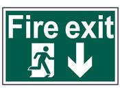 Scan Fire Exit Running Man Arrow Down - PVC Sign 300 x 200mm image