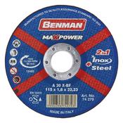 BENMAN CUTTING DISK, FOR STEEL &amp; INOX, MAXPOWER 180X2.5MM