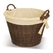 DE VIELLE NATURAL WICKER ROUND BASKET WITH CANVAS LINER image