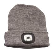 KINGAVON 4 SMD LED USB RECHARGEABLE HEADLIGHT BEANIE HAT - ONE SIZE / Grey