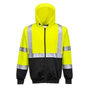 PORTWEST HI VIS TWO TONE ZIPPED HOODIE - YELLOW / BLACK - XL