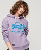 Ladies Superdry Neon Vintage Logo Hoodie - Pale Lilac Marl image