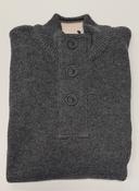 Guide London Funnel Neck Knit With Half Zip And Button Placket - Charcoal image