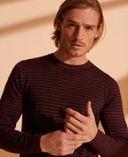 Superdry Merino Lightweight Crew - Brownstone Burgundy Marl/Carbon Navy Stripe image