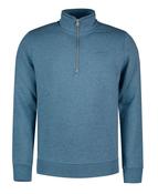 Superdry Vintage Logo Embroidered Zip Henley Top - Bluestone Marl image