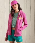 Ladies Superdry Vintage Logo Duo Zip Hoodie - Magenta Marl image