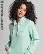 Ladies Organic Cotton Vintage Logo Embroidered Hoodie - Minted Marl