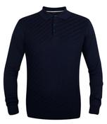Guide London Navy Cotton Jacquard Front Polo - Navy image